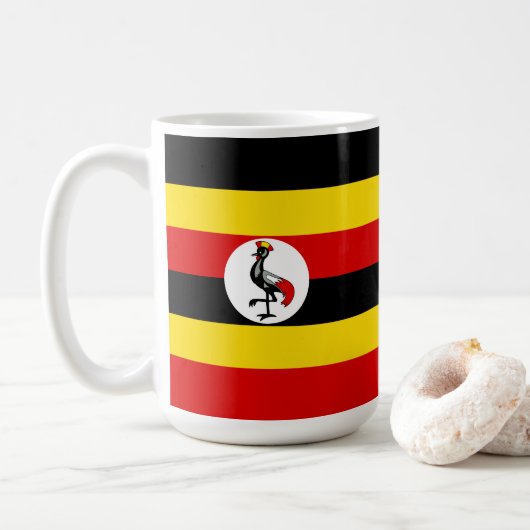 Uganda-Flagge Kaffeetasse (Mit Donut)