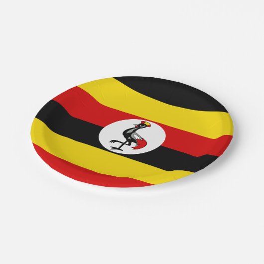 Uganda-Flagge Pappteller (Schrägansicht)
