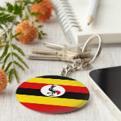 Uganda-Flagge Schlüsselanhänger (Seite)