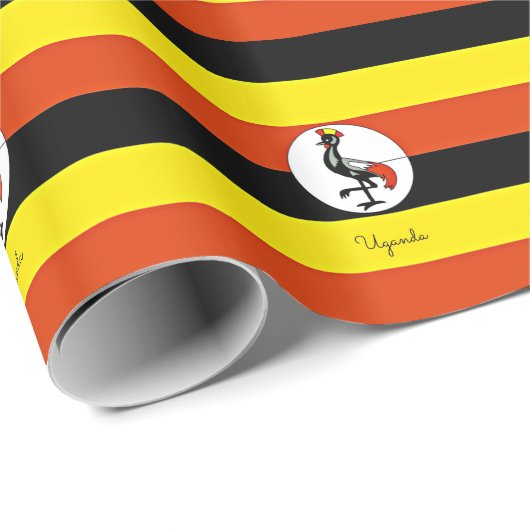 Uganda - Flagge Ugandas (etikettiert) Geschenkpapier (Rolleneckpunkt)