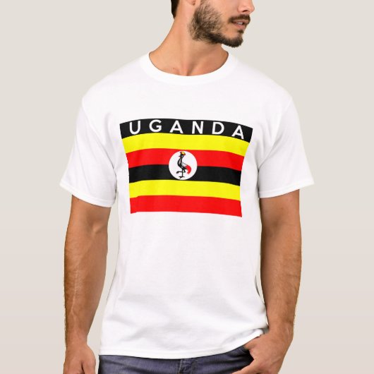 Uganda-Flaggenland-Textname T-Shirt (Vorderseite)