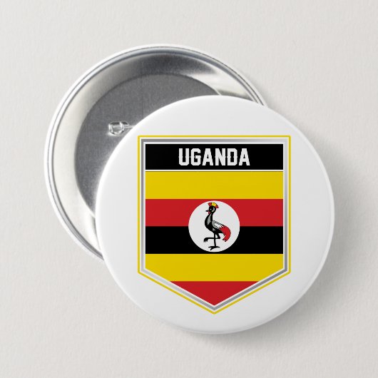 Uganda-Flaggenschild Button (Vorne & Hinten)