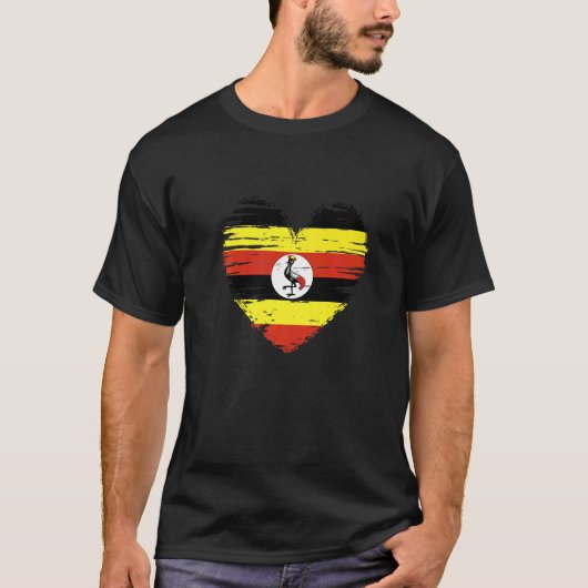 Uganda Heart Ugandan Flag Ugandan Pride T-Shirt (Vorderseite)