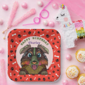 Uganda Hund Gesicht Australian Shepherd Geburtstag Pappteller (Party)