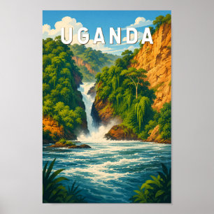 Uganda Illustration Reise Kunst Vintage Poster