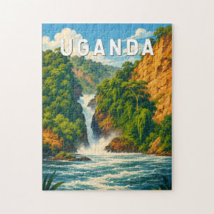 Uganda Illustration Reise Kunst Vintage Puzzle
