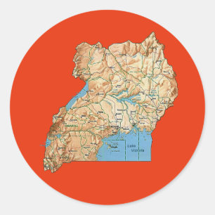 Uganda-Karten-Aufkleber Runder Aufkleber