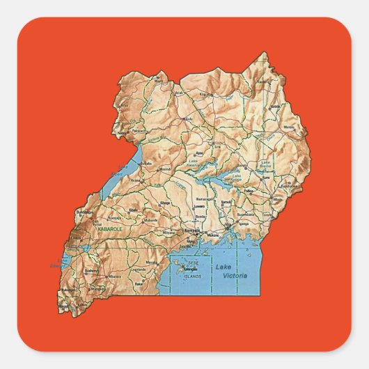 Uganda Map Sticker (Vorderseite)