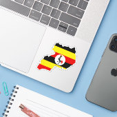 Uganda map Sticker Flag for Laptop Book… (Laptop mit iPhone)