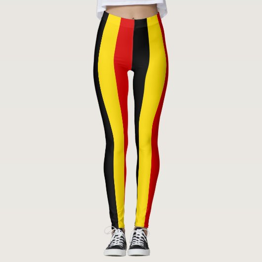 Uganda National Flag Colors Vertikal gestreift Leggings (Vorderseite)
