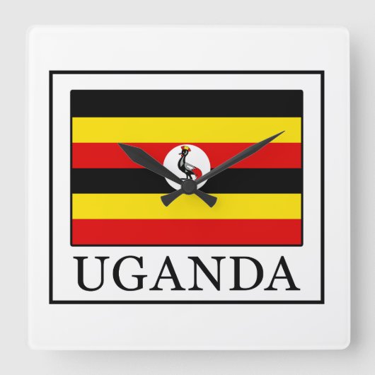 Uganda Quadratische Wanduhr (Vorderseite)