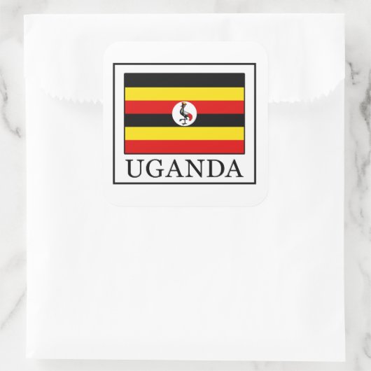 Uganda Quadratischer Aufkleber (Tasche)