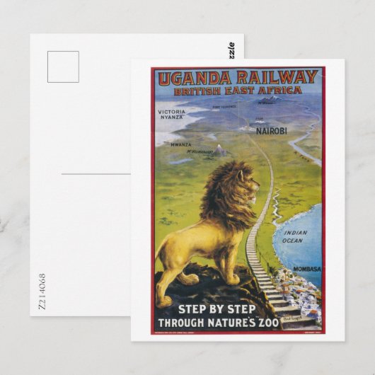 Uganda Railway, Britisch-Ostafrika Postkarte (Vorne/Hinten)