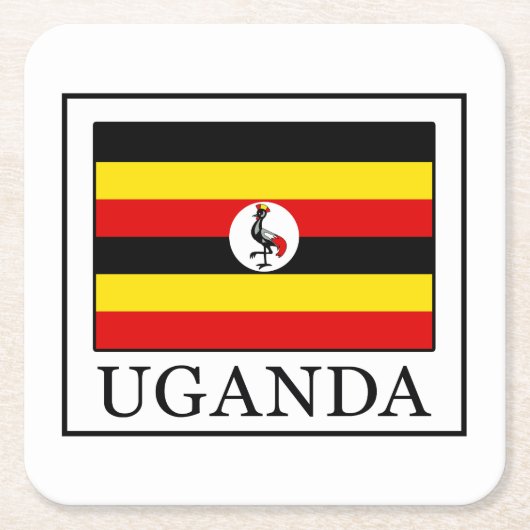Uganda Rechteckiger Pappuntersetzer (Vorderseite)
