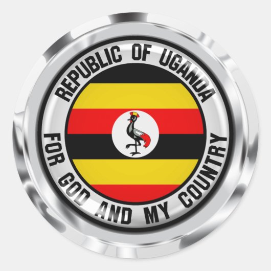 Uganda Round Emblem Runder Aufkleber (Vorderseite)