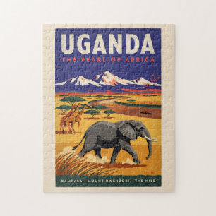 Uganda-Safari-Illustration Reise Kunst Vintage Puzzle