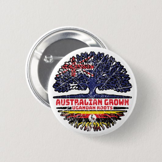 Uganda Ugandan Australian Australia Tree Roots Button (Vorne & Hinten)
