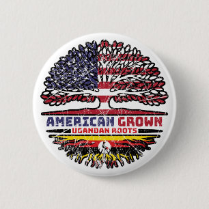 Uganda Ugandan US USA United Staaten Tree Button