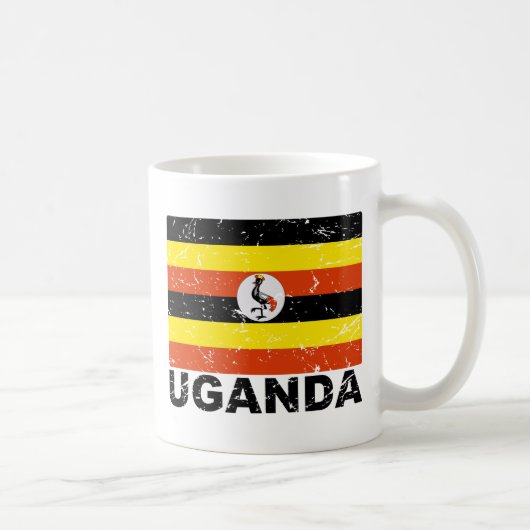 Uganda Vintage-Flagge Kaffeetasse (Rechts)