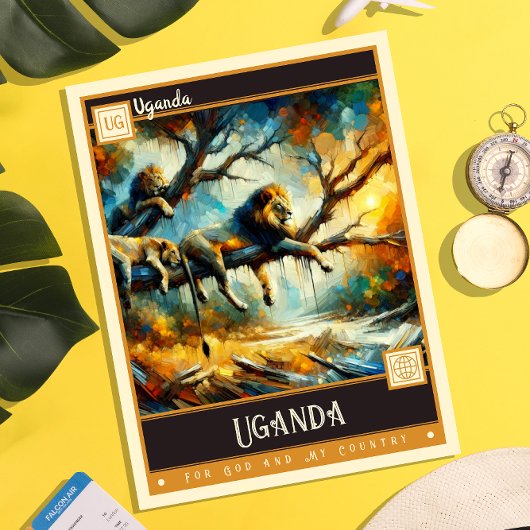 Uganda | Vintage Malerei Postkarte