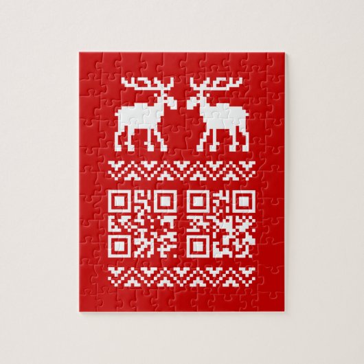 Uganda Weihnachten Sweater QR Code glücklich Neuja Puzzle (Vertikal)