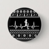 Uganda Weihnachts Pullover Herzschlag laufen laufe Button (Vorderseite)