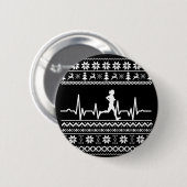 Uganda Weihnachts Pullover Herzschlag laufen laufe Button (Vorne & Hinten)