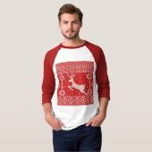 Uganda-Weihnachtsbaum-Rentier-Muster in Rot T-Shirt (Vorne ganz)