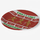 Uganda Weihnachtskraut Gingerbrot Männer Rot Pappteller (Schrägansicht)