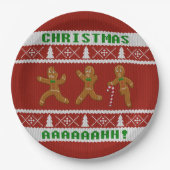 Uganda Weihnachtskraut Gingerbrot Männer Rot Pappteller (Vorderseite)