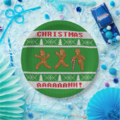 Uganda Weihnachtsschrei Gingerbreadmen Grün Pappteller (Party)