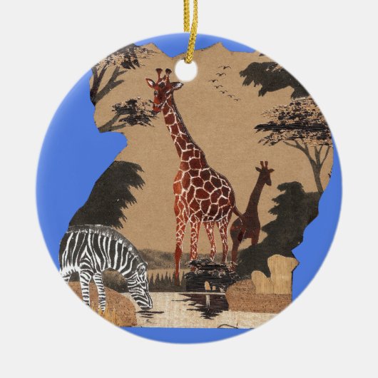Uganda Wildlife Karte Keramikornament (Vorne)