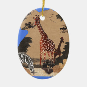 Uganda Wildlife Karte Keramikornament