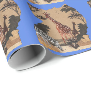 Uganda-Wildlife-Karte Kunst Druck Geschenkpapier