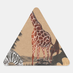 Uganda-Wildlife-Karte Kunstprint Dreieckiger Aufkleber