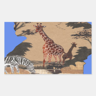 Uganda Wildlife Karte Rechteckiger Aufkleber