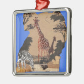 Uganda Wildlife Karte Silbernes Ornament (Links)