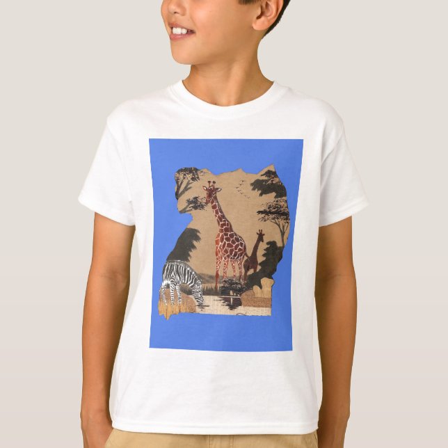 Uganda Wildlife Karte T-Shirt (Vorderseite)