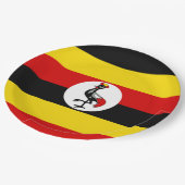 Ugandische Flagge (Uganda) Pappteller (Schrägansicht)