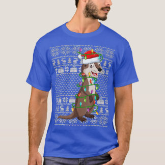 Ugatter Sweater Style Xmas Lights Santa Sea Otter T-Shirt