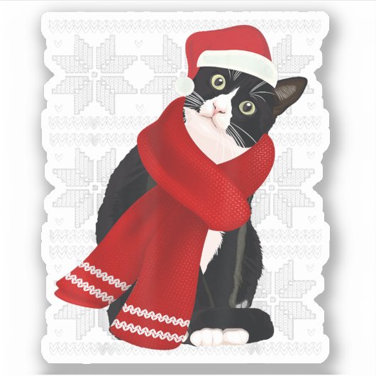 Ugg Christmas Black Cat Weihnachtsmannmütze Scarf Aufkleber (Vorderseite)