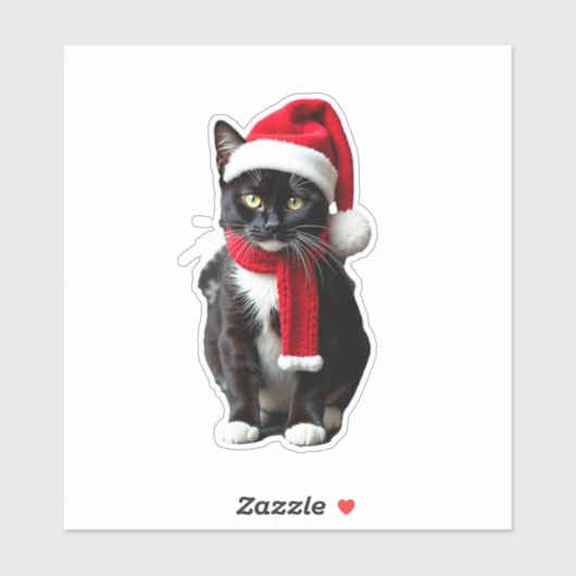 Ugg Christmas Black Cat Weihnachtsmannmütze Scarf Aufkleber (Blatt)