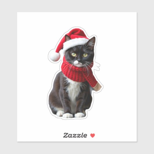 Ugg Christmas Black Cat Weihnachtsmannmütze Scarf Aufkleber (Blatt)