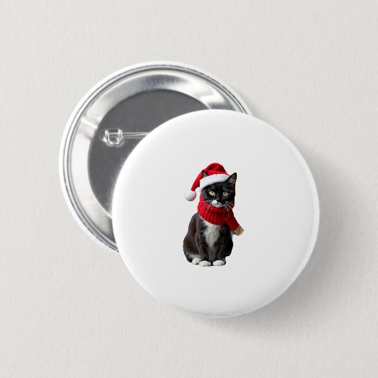 Ugg Christmas Black Cat Weihnachtsmannmütze Scarf Button (Vorne & Hinten)