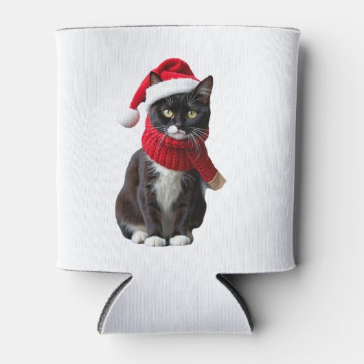 Ugg Christmas Black Cat Weihnachtsmannmütze Scarf Dosenkühler (Vorderseite)