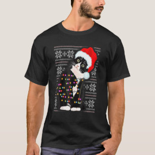 Ugg Christmas Cat Weihnachtsmannmütze Lights Holid T-Shirt