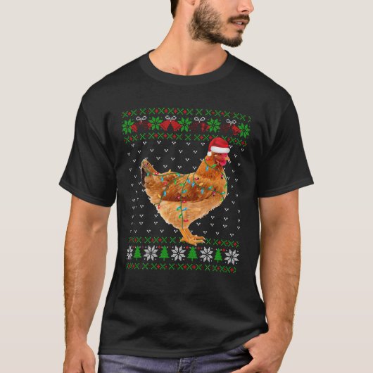 Ugg Christmas Chicken Weihnachtsmannmütze Lights C T-Shirt (Vorderseite)