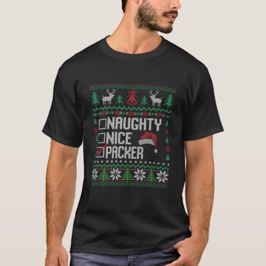 Ugg Christmas List Funny Nice Naughty Packer T-Shirt (Vorderseite)