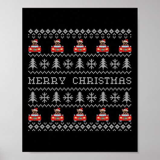 Ugg Christmas Red Weihnachtsmannmütze French Bulld Poster (Vorne)