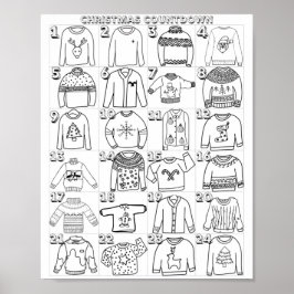 Ugg Christmas Sweater Advent Countdown Coloring Poster